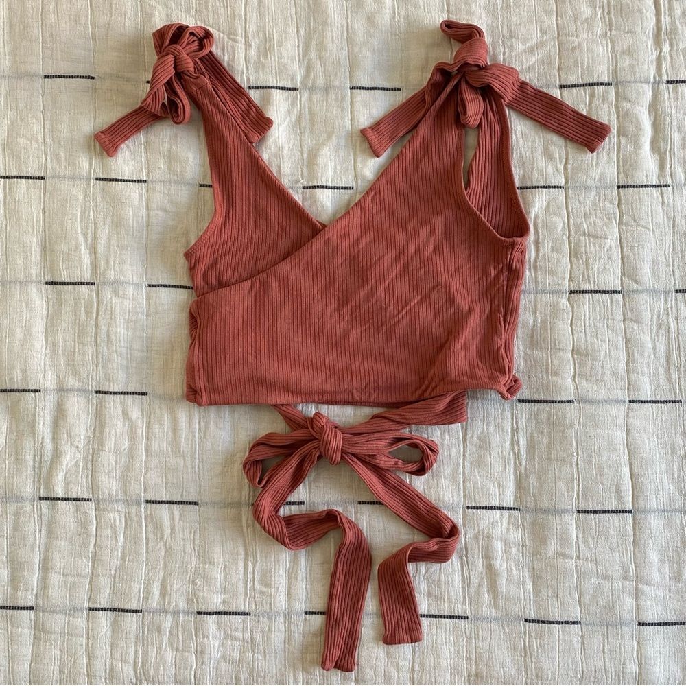 We The Free People Liz Wrap Cropped Tank Top Size Small - Picture 2 of 5